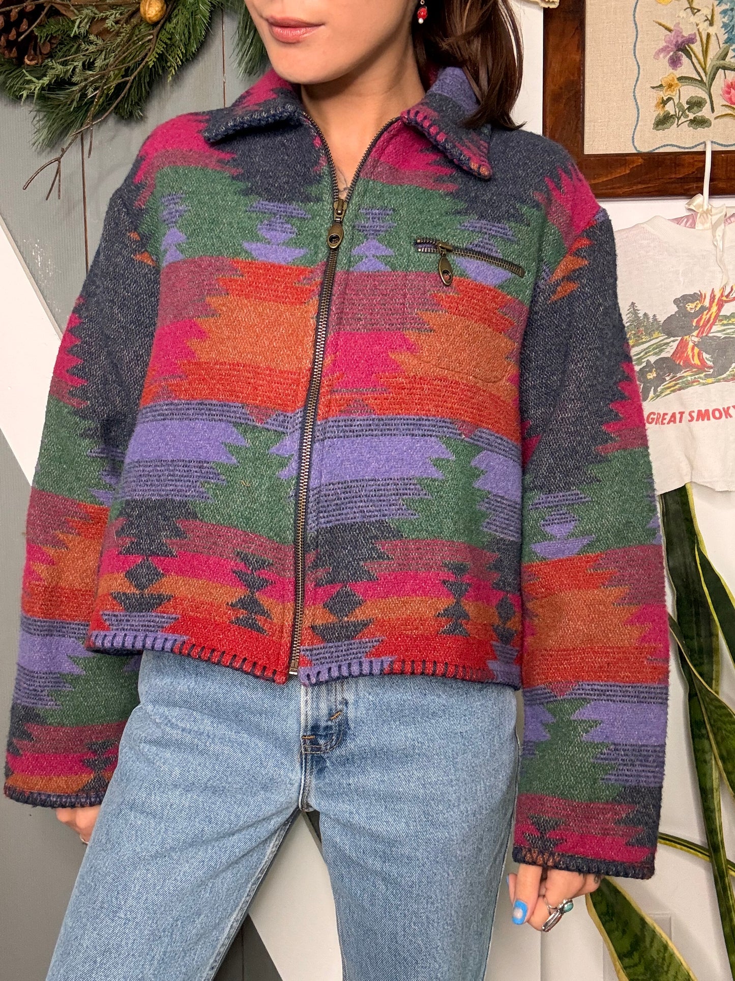 (S/M) Vtg wool chore jacket