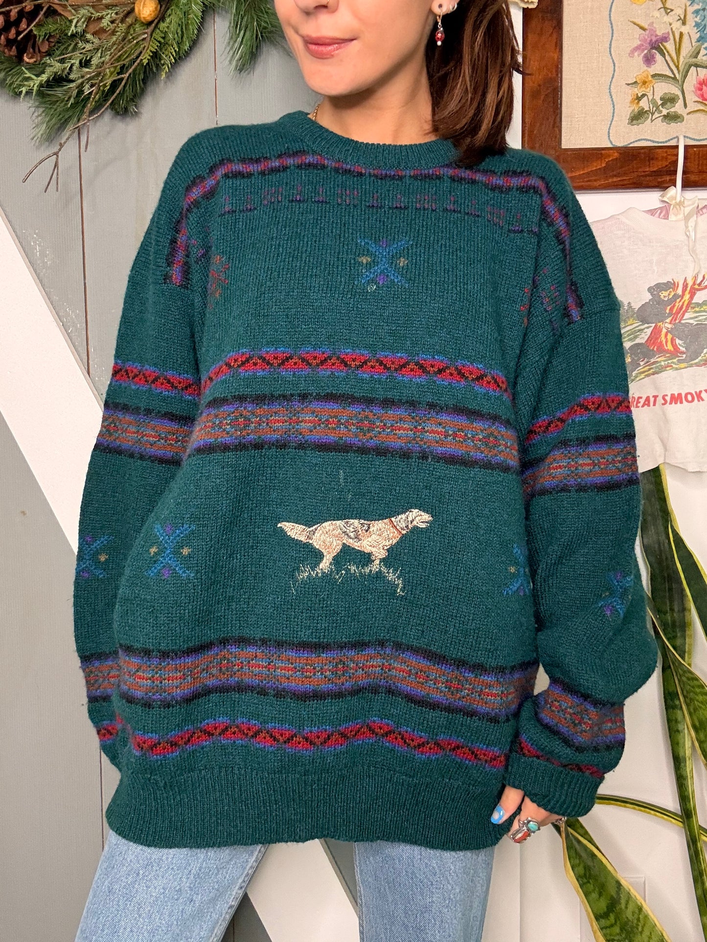 (XL) Vtg woolrich dog sweater