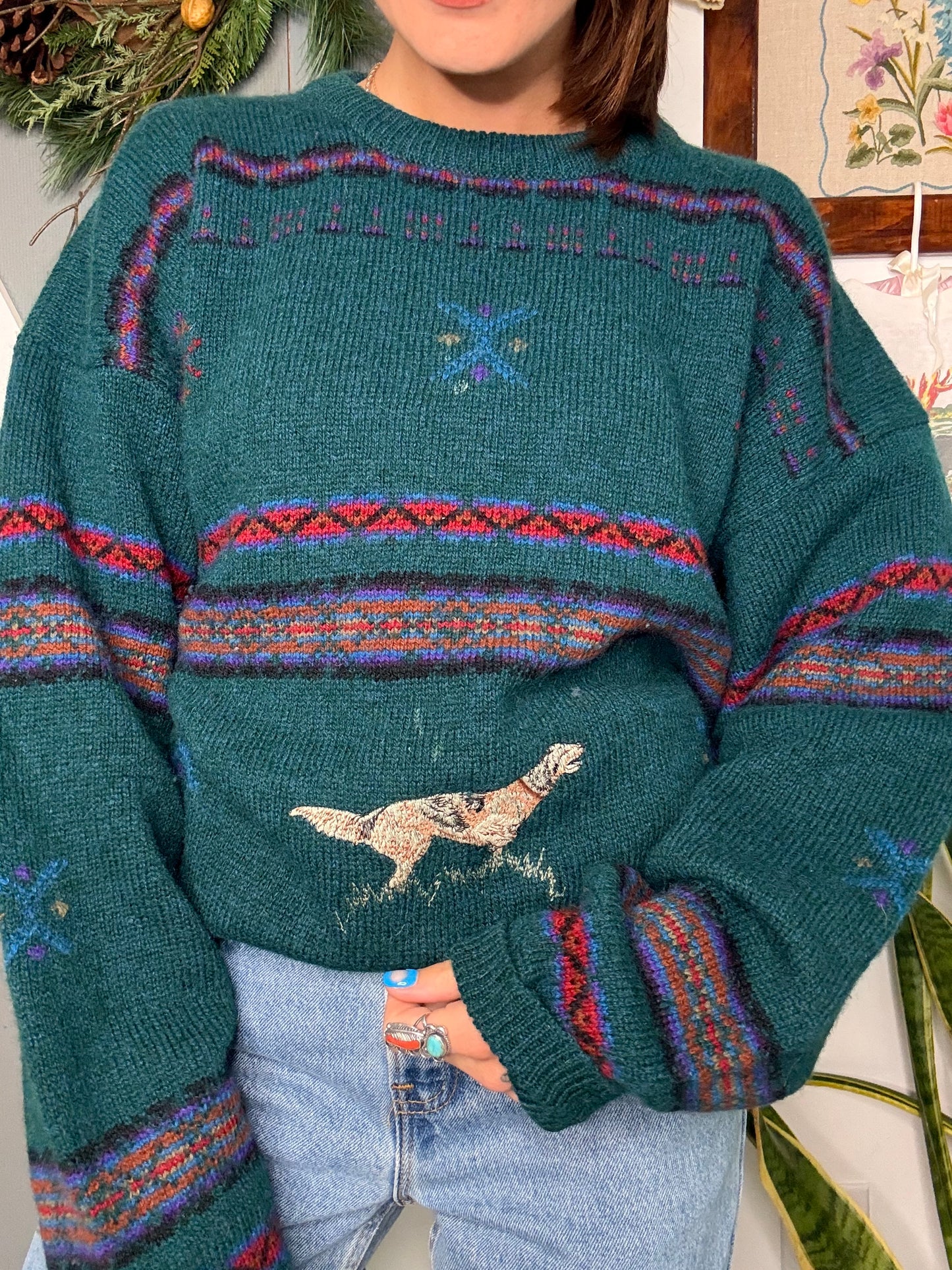 (XL) Vtg woolrich dog sweater
