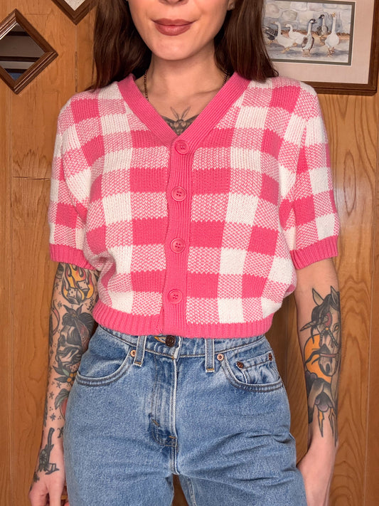 (L) Y2K gingham top