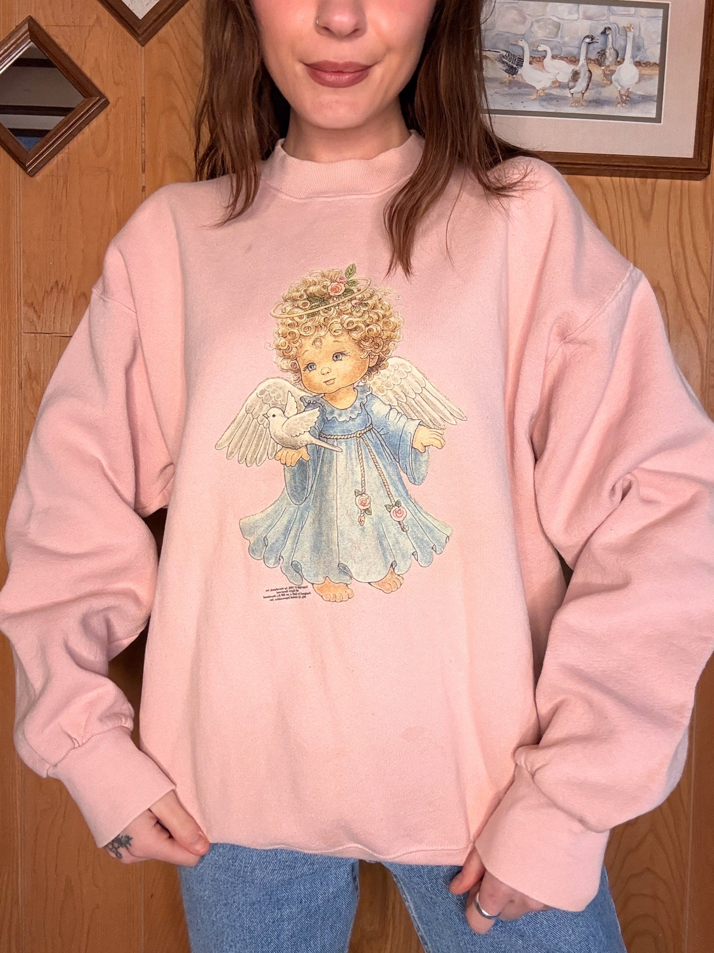 (L) Vtg cherub crewneck